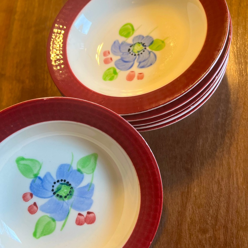 Six Vintage Small 5" Blue Ridge Southern Potteries Bowls Cassandra Pattern…